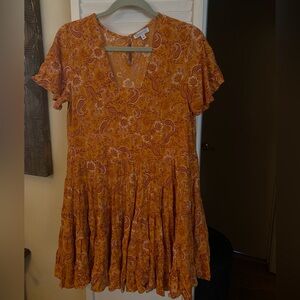 Patrons of Peace Orange Paisley Midi Dress